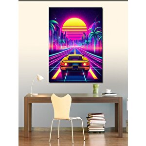 Kanvas Tablo Neon Gece Yarışı 100x140 cm