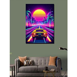 Kanvas Tablo Neon Gece Yarışı 100x140 cm
