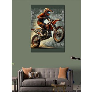 Kanvas Tablo Motokros Yarışçısı 100x140 cm