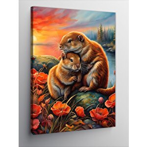 Kanvas Tablo Su Samurları 100x140 cm