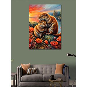 Kanvas Tablo Su Samurları 100x140 cm