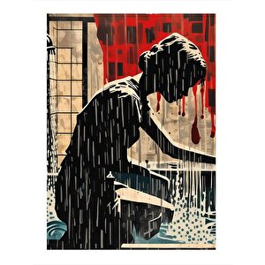 Yağmur Ve Kadın Hediyelik Ahşap Tablo 25cmx 35cm 25x35 cm