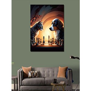 Kanvas Tablo Satranç Sahnesi 100x140 cm