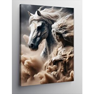 Kanvas Tablo Bulutlar Kadın Ve At 70x100 cm