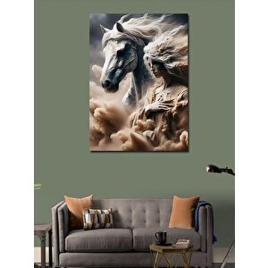 Kanvas Tablo Bulutlar Kadın Ve At 70x100 cm