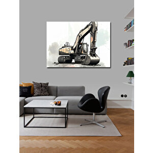 Kanvas Tablo Büyük Ekskavatör Çizimi 50x70 cm