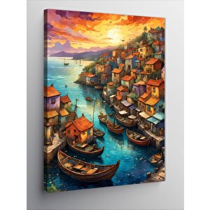 Kanvas Tablo Sahil Kasabası 100x140 cm