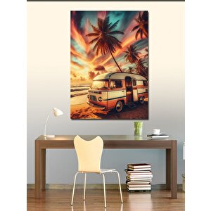 Kanvas Tablo Sahilde Kampçı Karavan 50x70 cm