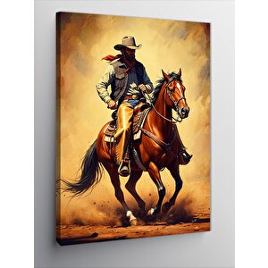 Kanvas Tablo At Üstünde Kovboy 100x140 cm
