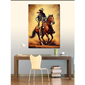 Kanvas Tablo At Üstünde Kovboy 100x140 cm