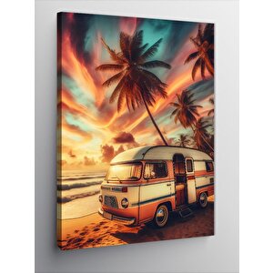 Kanvas Tablo Sahilde Kampçı Karavan 70x100 cm