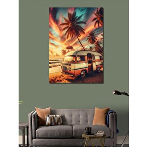 Kanvas Tablo Sahilde Kampçı Karavan 70x100 cm