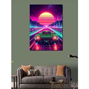 Kanvas Tablo Neon Gece Yarışı 100x140 cm