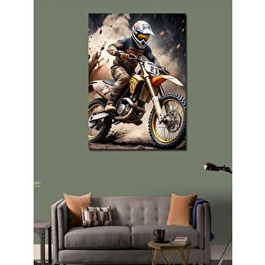 Kanvas Tablo Motokros Yarışçısı 100x140 cm