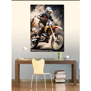 Kanvas Tablo Motokros Yarışçısı 50x70 cm
