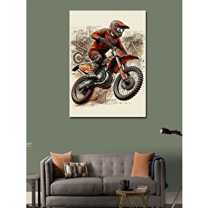 Kanvas Tablo Motokros Yarışçısı 100x140 cm