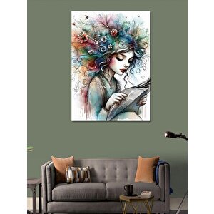 Kanvas Tablo Mektup Okuyan Kız 100x140 cm