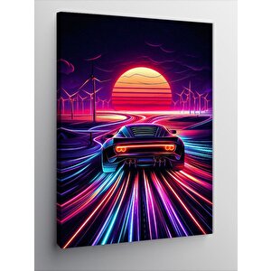 Kanvas Tablo Neon Gece Yarışı 50x70 cm