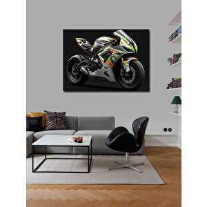 Kanvas Tablo Hızlı Yarış Motoru 50x70 cm