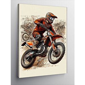 Kanvas Tablo Motokros Yarışçısı 50x70 cm