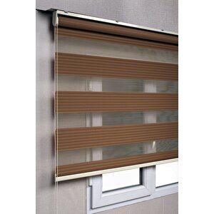 Pileli Koyu Kahve Zebra Stor Kaliteli Güneşlik Perdeler 140x260 cm