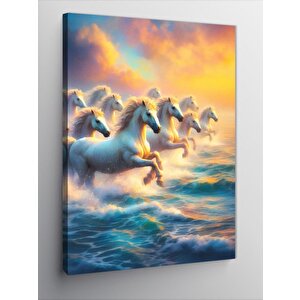Kanvas Tablo Suda Koşan Atlar 100x140 cm