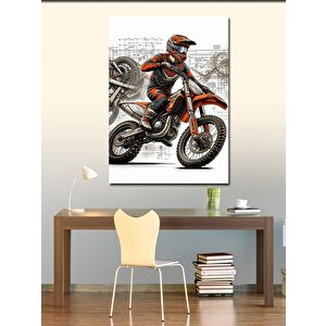 Kanvas Tablo Motor Üzerinde Yarışçı 70x100 cm