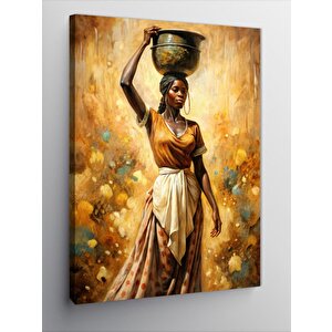 Kanvas Tablo Su Taşıyan Afrikalı Kadın 70x100 cm