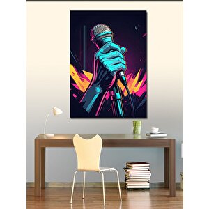 Kanvas Tablo Sahne Mikrofonu 70x100 cm