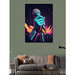 Kanvas Tablo Sahne Mikrofonu 70x100 cm