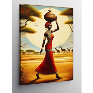 Kanvas Tablo Su Taşıyan Afrikalı Kadın 100x140 cm