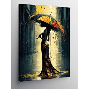 Kanvas Tablo Yağmurda Yürüyen Kadın 70x100 cm
