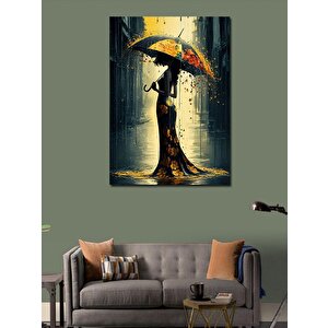 Kanvas Tablo Yağmurda Yürüyen Kadın 70x100 cm