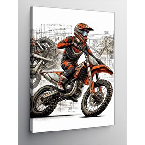 Kanvas Tablo Motor Üzerinde Yarışçı 50x70 cm