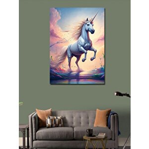 Kanvas Tablo Şahşlanan Tek Boynuzlu At 100x140 cm