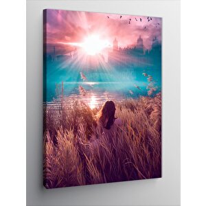 Kanvas Tablo Sahil Kenarındaki Kadın 100x140 cm