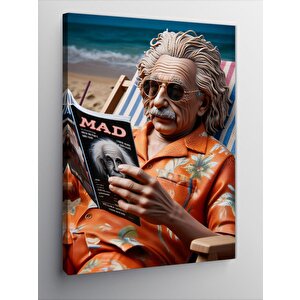 Kanvas Tablo Dergi Okuyan Einstein 100x140 cm