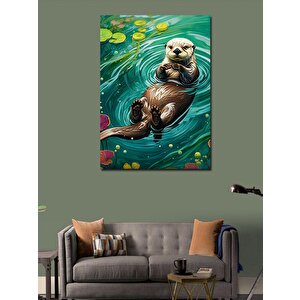Kanvas Tablo Nehirde Tembel Su Samuru 70x100 cm