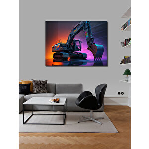 Kanvas Tablo Parlak Ekskavatör Çizimi 100x140 cm