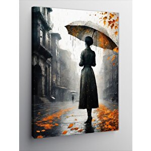 Kanvas Tablo Yağmur Altında Kadın