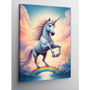 Kanvas Tablo Gökyüzünde Tek Boynuzlu At 70x100 cm