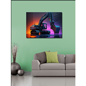 Kanvas Tablo Parlak Ekskavatör Çizimi 50x70 cm