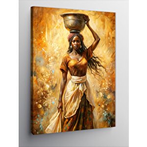 Kanvas Tablo Su Taşıyan Afrikalı Kadın 100x140 cm
