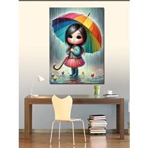 Kanvas Tablo Yağmur Ve Kız Çocuğu 100x140 cm
