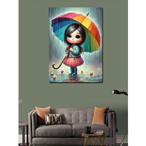 Kanvas Tablo Yağmur Ve Kız Çocuğu 100x140 cm