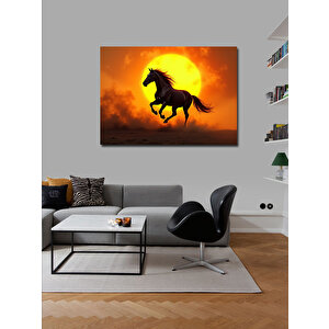Kanvas Tablo Gün Batımında Koşan At 70x100 cm