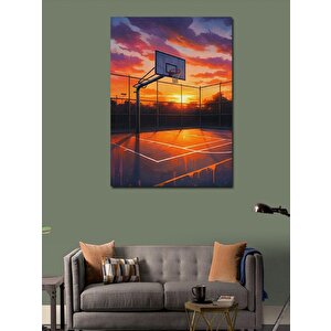 Kanvas Tablo Gün Batımında Basket Sahası