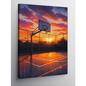 Kanvas Tablo Gün Batımında Basket Sahası 100x140 cm