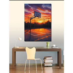 Kanvas Tablo Gün Batımında Basket Sahası 100x140 cm