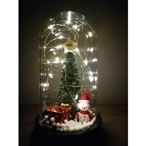 Yılbaşı Çam Ağacı Kardan Adam Noel Baba Çiçek Işıklı Fanus Dekoratif Teraryum Sevgiliye Özel Hediye